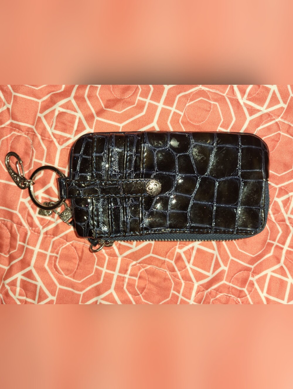Brighton navy alligator print Keychain wallet.